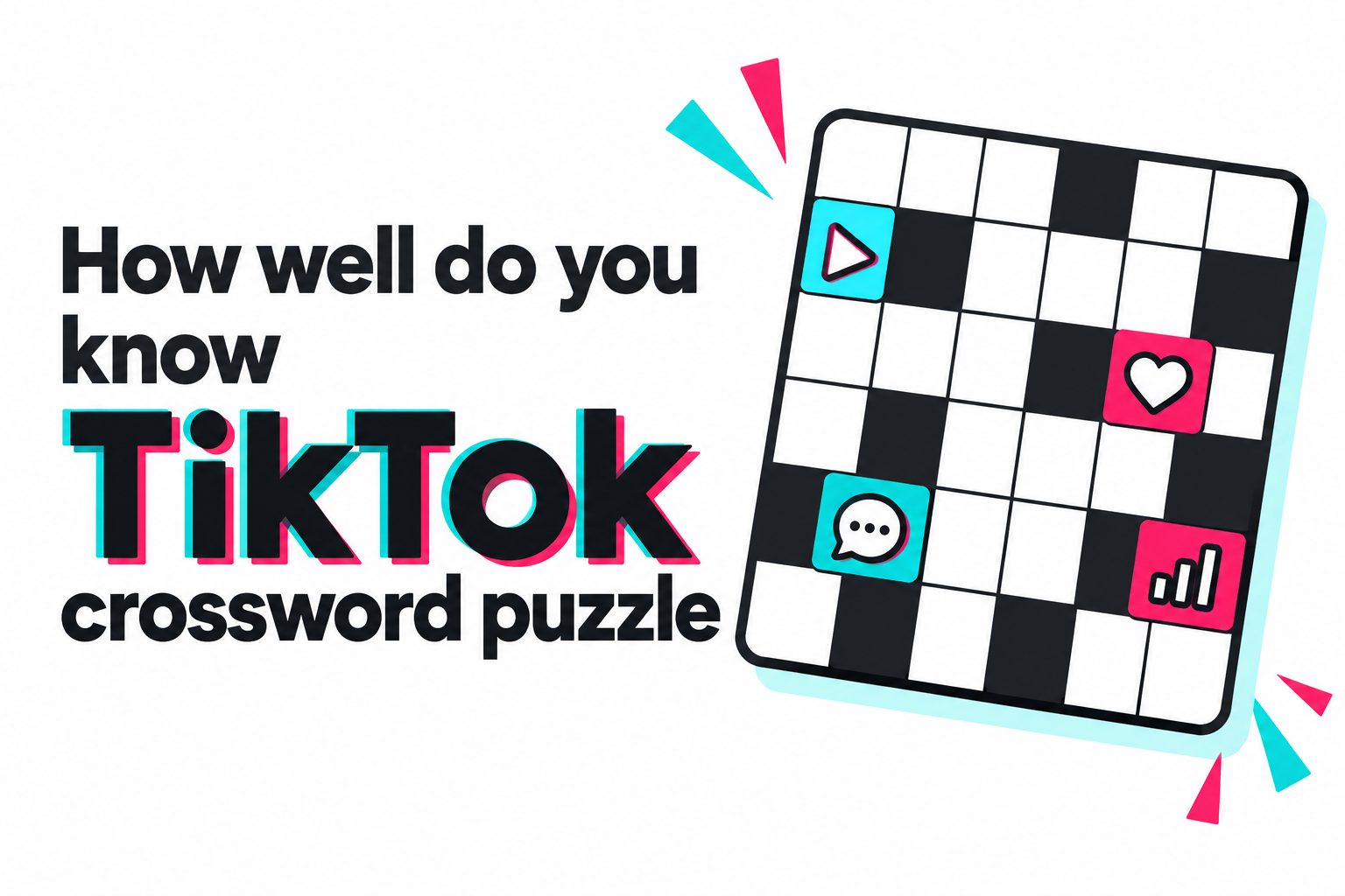 TikTok-themed crossword puzzle with app icons and social media clues
